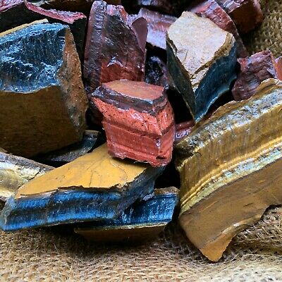 Mixed Tiger Eye Rough (red, Blue, Gold) - 500 Carat Lots+a Free Faceted Gemstone